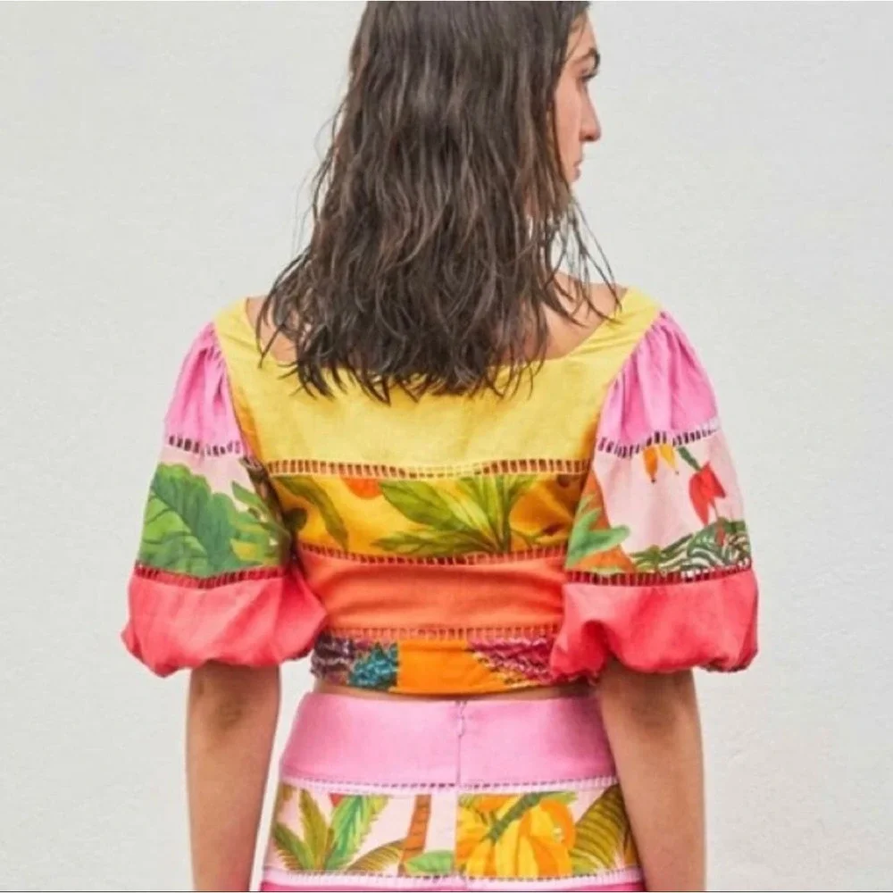 FARM Rio Multicolor Patchwork Crop Top - Picture 10 of 13